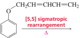 Chemical structure illustrating a [5,5] sigmatropic rearrangement with a phenyl group and a diene.