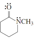 Chemical structure showing a hexagonal ring with an amine group and an oxygen atom, indicating protonation sites.