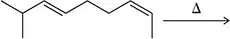 Chemical structure of a hexadiene undergoing a Cope rearrangement with heat indicated by a delta symbol.