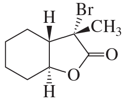 Chemical structure illustrating a reactant with bromine and hydroxyl groups, used for elimination reaction analysis.