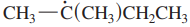 Structural formula of the 2-methyl-2-butyl radical, showing its carbon and hydrogen arrangement.
