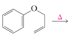 Chemical structure illustrating a Claisen rearrangement reaction with a product indicated by an arrow and a pink triangle.
