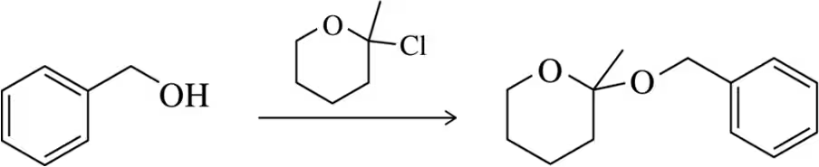 Chemical structures illustrating a substitution reaction with reactants and products labeled.