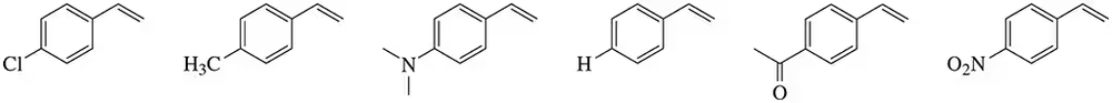 Chemical structures of six compounds for ranking acidity based on protonation rates, labeled with Cl, H3C, N, H, O, and O2N.