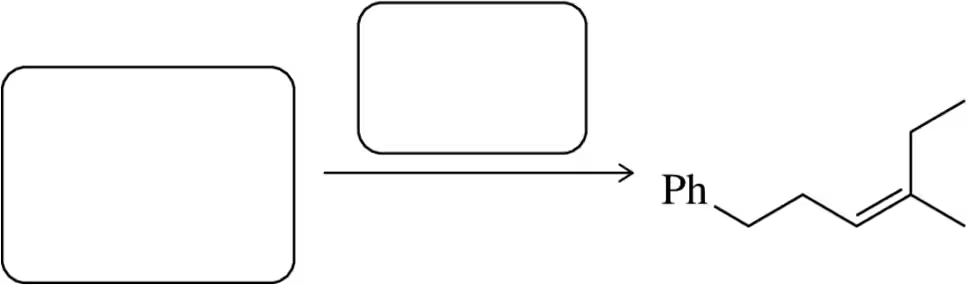 Flowchart illustrating elimination reactions, showing a bromoalkane converting to an alkene with a phenyl group.