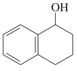 Chemical structure of 1-phenylbutan-1-ol with an -OH group highlighted.