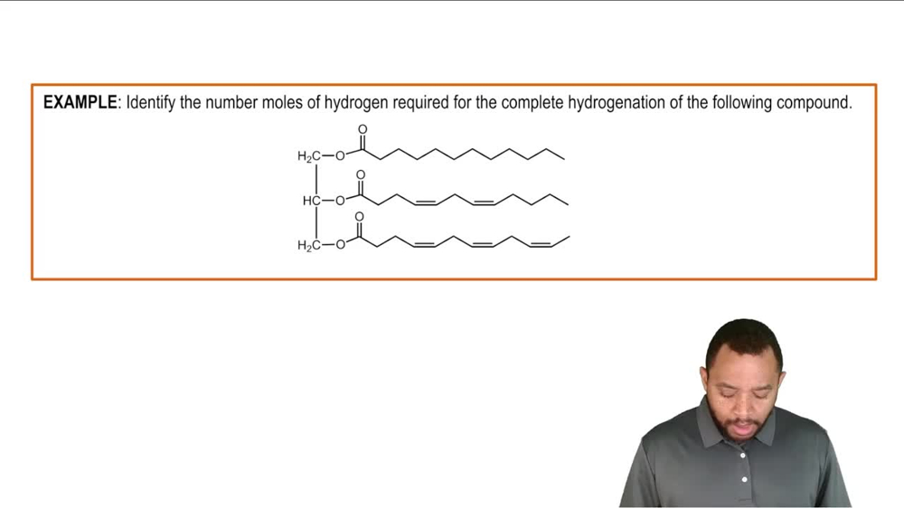 Triacylglycerol Reactions: Hydrogenation Example 1
