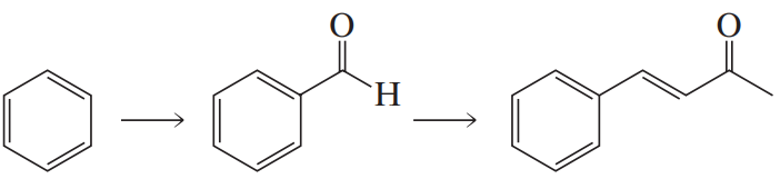 Chemical reaction diagram illustrating the Claisen-Schmidt condensation process with reactants and products.