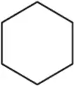 Hexagon shape representing a benzene ring, used for illustrating NMR integration data in organic chemistry.