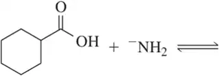 Chemical reaction diagram showing an acid and base reacting, with structures of hydroxyl and amine groups.