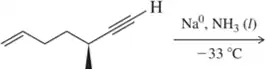 Chemical structure of an alkyne with hydrogenation conditions: Na, NH3 (l) at -33 °C.