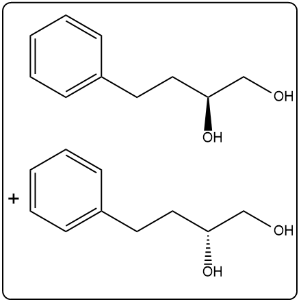 Products of acid-catalyzed hydration reaction showing two alcohols formed from the alkene.
