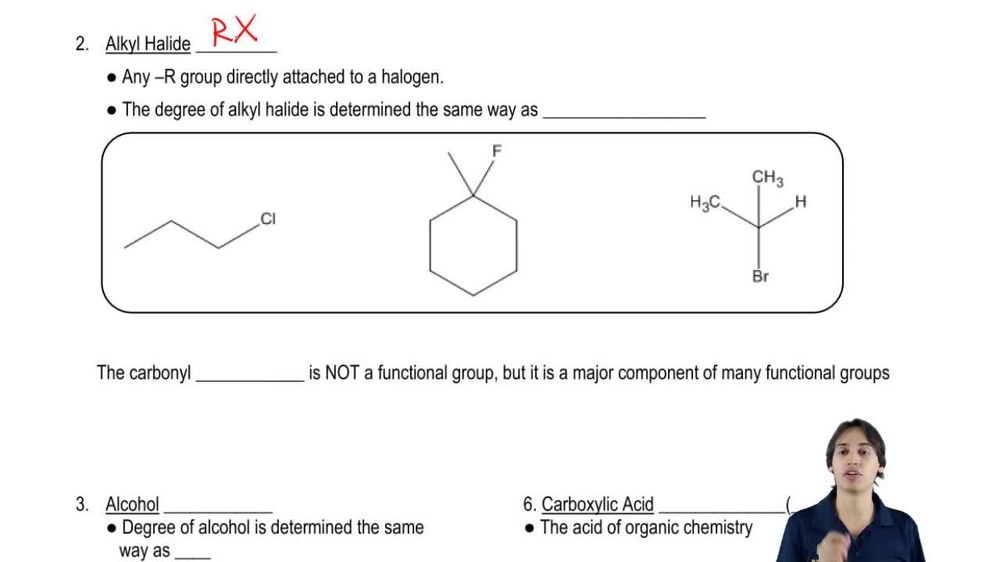 Recognizing alkyl halides.