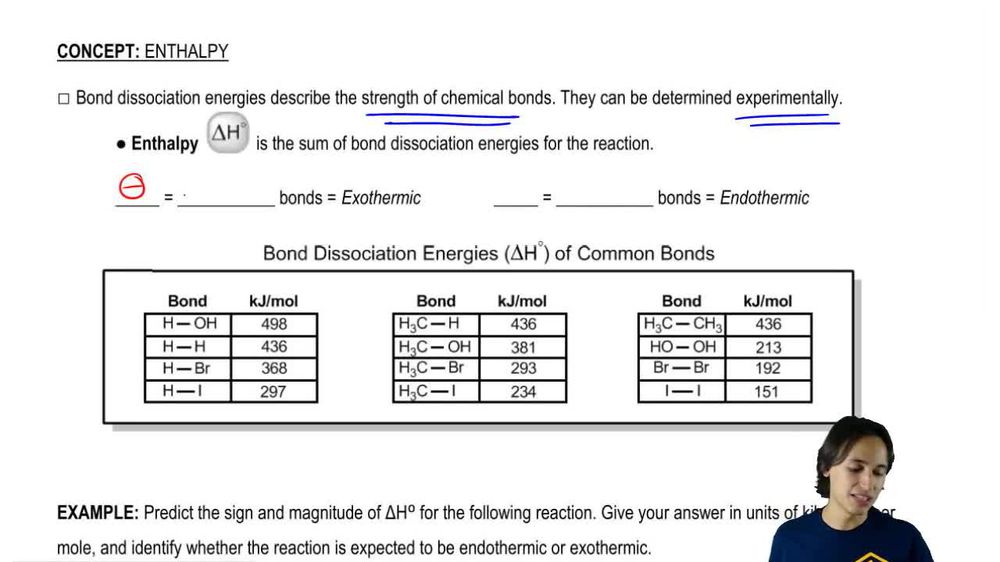 How to calculate enthalpy using bond dissociation energies.