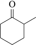 Chemical structure of a cyclohexanone with a carbonyl group and an attached alkyl chain.