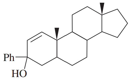 Chemical structure of a tertiary allylic alcohol with a hydroxyl group and phenyl group, illustrating oxidation by Bobbitt's reagent.