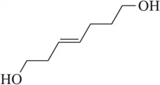 Chemical structure of a linear carbon chain with two hydroxyl groups and one double bond.