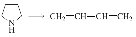 Synthesis reaction showing a cyclic amine converting to a linear diene compound.