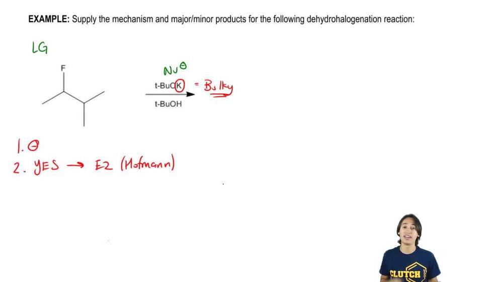 Dehydrohalogenation mechanism and products