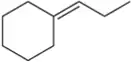 Cyclohexene with a propyl group attached, illustrating a substrate for radical reactions with HBr and HBr, H2O2.