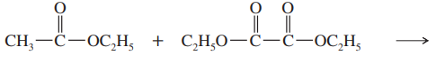Chemical reaction diagram showing crossed Claisen condensation between two esters with product formation indicated.