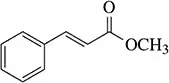 Chemical structure of methyl cinnamate, featuring a benzene ring, a carbonyl group, and an ester linkage.