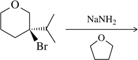 Chemical structure showing a brominated compound reacting with sodium amide to form a cyclic ether.