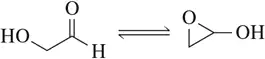 Structural representation of cyclic hemiacetals with a reversible reaction arrow between two molecular forms.