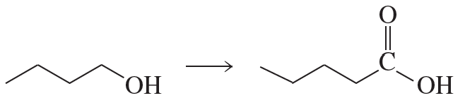 Reaction diagram showing the conversion of an alcohol to a carboxylic acid via acid-catalyzed ester hydrolysis.