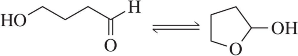 Chemical reaction diagram showing the conversion between two molecular structures with bonds indicated.