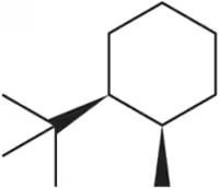 Structural representation of a cycloalkane, indicating its cis or trans configuration.