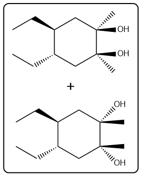 Final product of the reaction with NaHSO3 and H2O, featuring multiple hydroxyl groups.