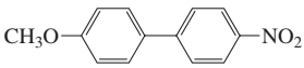 Chemical structure showing two aromatic rings with a methoxy group (CH3O) and a nitro group (NO2) attached.