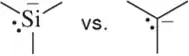 Comparison of two chemical structures: a silicon-based species and a fluorine-based species, highlighting acidity differences.