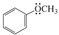 Chemical structure of toluene with resonance contributors indicated, showing major and minor contributors to the resonance hybrid.