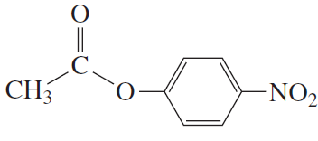 Chemical structure of acetyl chloride and a nitrophenol compound, illustrating nucleophilic acyl substitution.