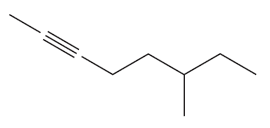 Structural representation of an alkene with labeled carbon chains and bonds for educational purposes.