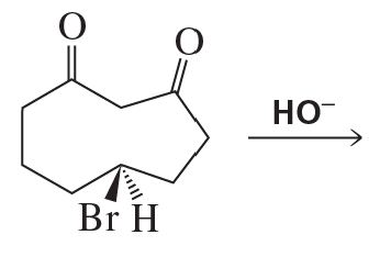 Chemical structure showing a bromine atom and hydroxide ion indicating enolate alkylation reaction products.