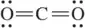 Lewis structure of carbon dioxide showing double bonds between carbon and oxygen atoms.