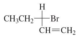 Structural representation of a compound showing asymmetric centers with hydrogen and bromine substituents.