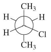 Structural representation of 2-chlorobutane showing hydrogen and chlorine atoms for R and S configuration analysis.