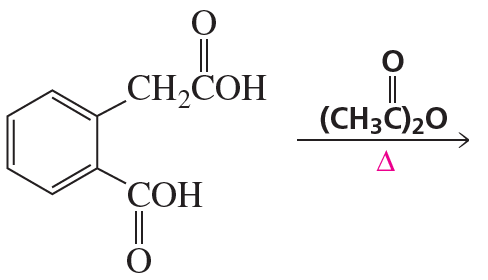Chemical structures illustrating elimination reactions with reactants and products labeled, including a heat symbol.