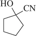 Chemical structure of cyclopentane with hydroxyl (OH) and cyano (CN) groups attached.