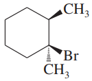 Chemical structure of a cyclohexane derivative with a bromine and two methyl groups, illustrating E1 elimination products.