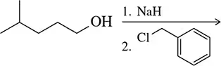 Chemical reaction: alcohol reacts with NaH and benzyl chloride, predict SN1 or SN2 mechanism product.
