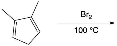 Diene structure with Br2 and heat indicating an addition reaction.