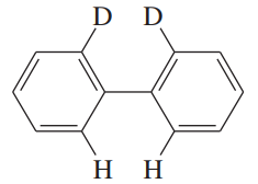 Three-dimensional representation of a compound with two deuterium (D) and two hydrogen (H) atoms, illustrating chirality concepts.