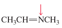 Chemical structure of propene with an arrow pointing to the nitrogen atom, indicating a focus on hybridization.