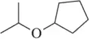 Chemical structure of isopropyl cyclopentyl ether, showing a cyclopentane ring connected to an isopropyl group via an oxygen atom.