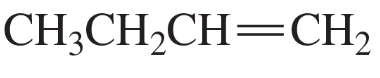 Structural formula of butene showing cis and trans isomers with labeled carbon atoms.